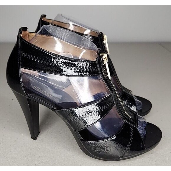 MICHAEL KORS Berkeley BLACK PATENT LEATHER ZIP FRONT PUMPS SIZE 8 M PW16G - Picture 6 of 9